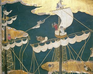 The Arrival of the Portuguese in Japan (detail) by Japanese School